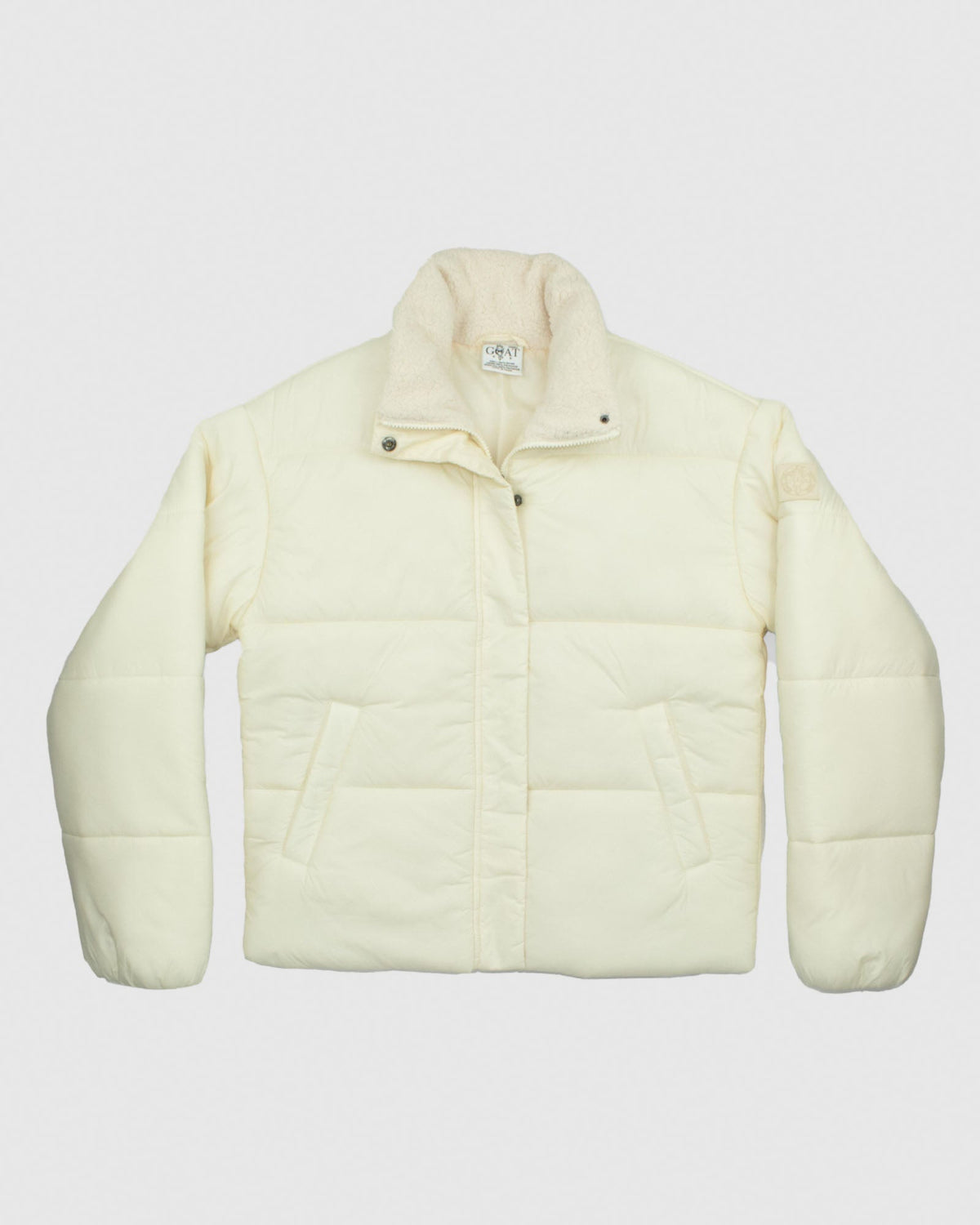 Front of ivory Women's Puffer Jacket#color_ivory