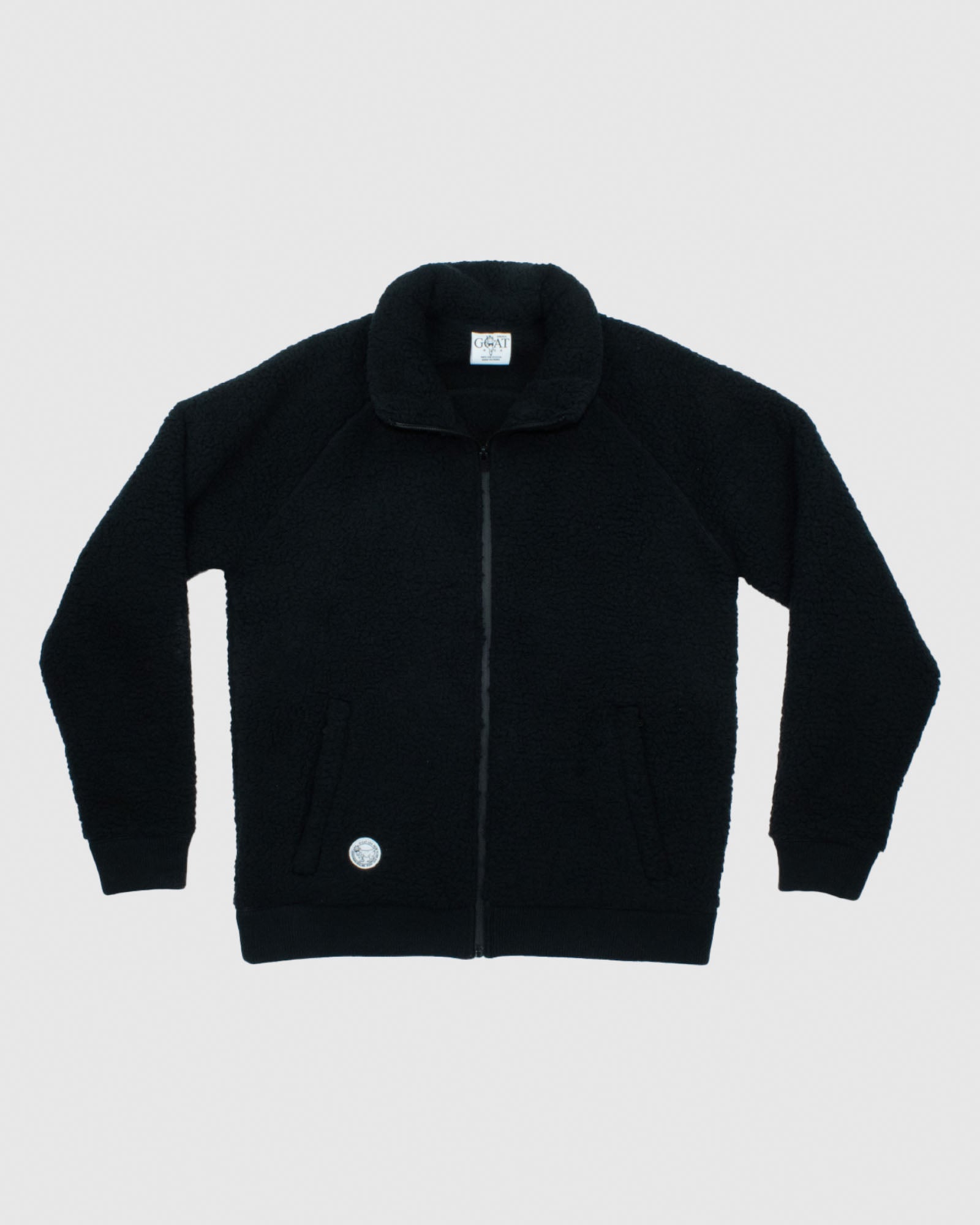 Front of black Women's Sherpa Full Zip Jacket#color_black