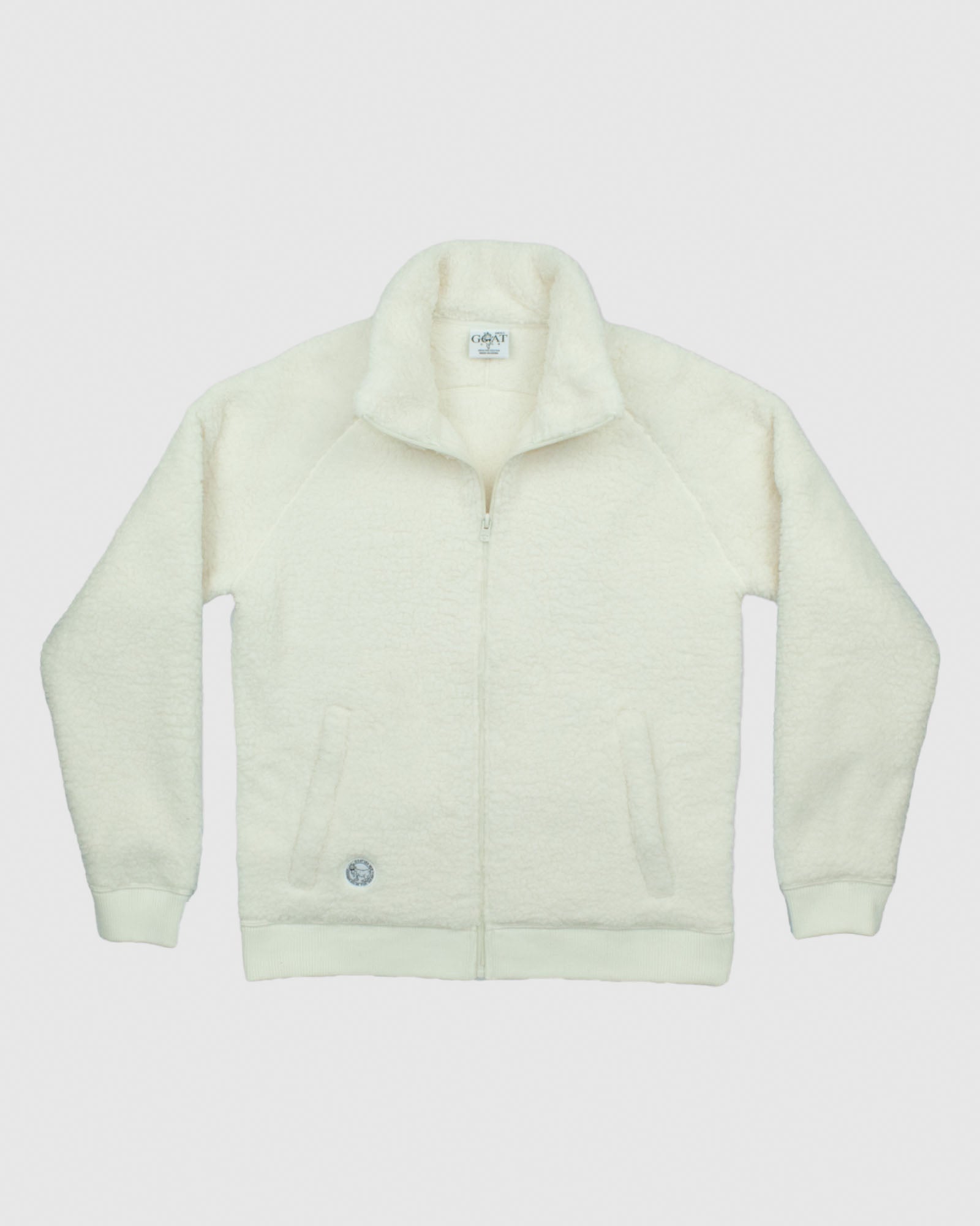 Front of ivory Women's Sherpa Full Zip Jacket#color_ivory