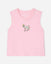 Front of pink women's cut tank top with surfboard goat center-chest design