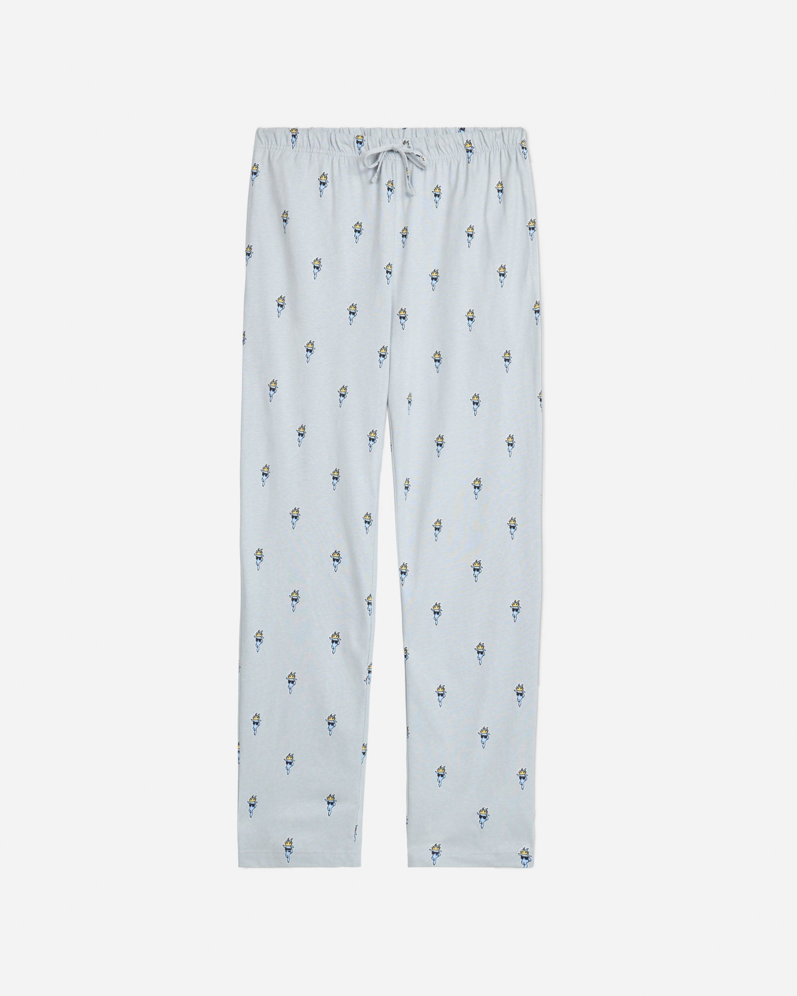 Front of gray pajama pants with goat head pattern#color_gray