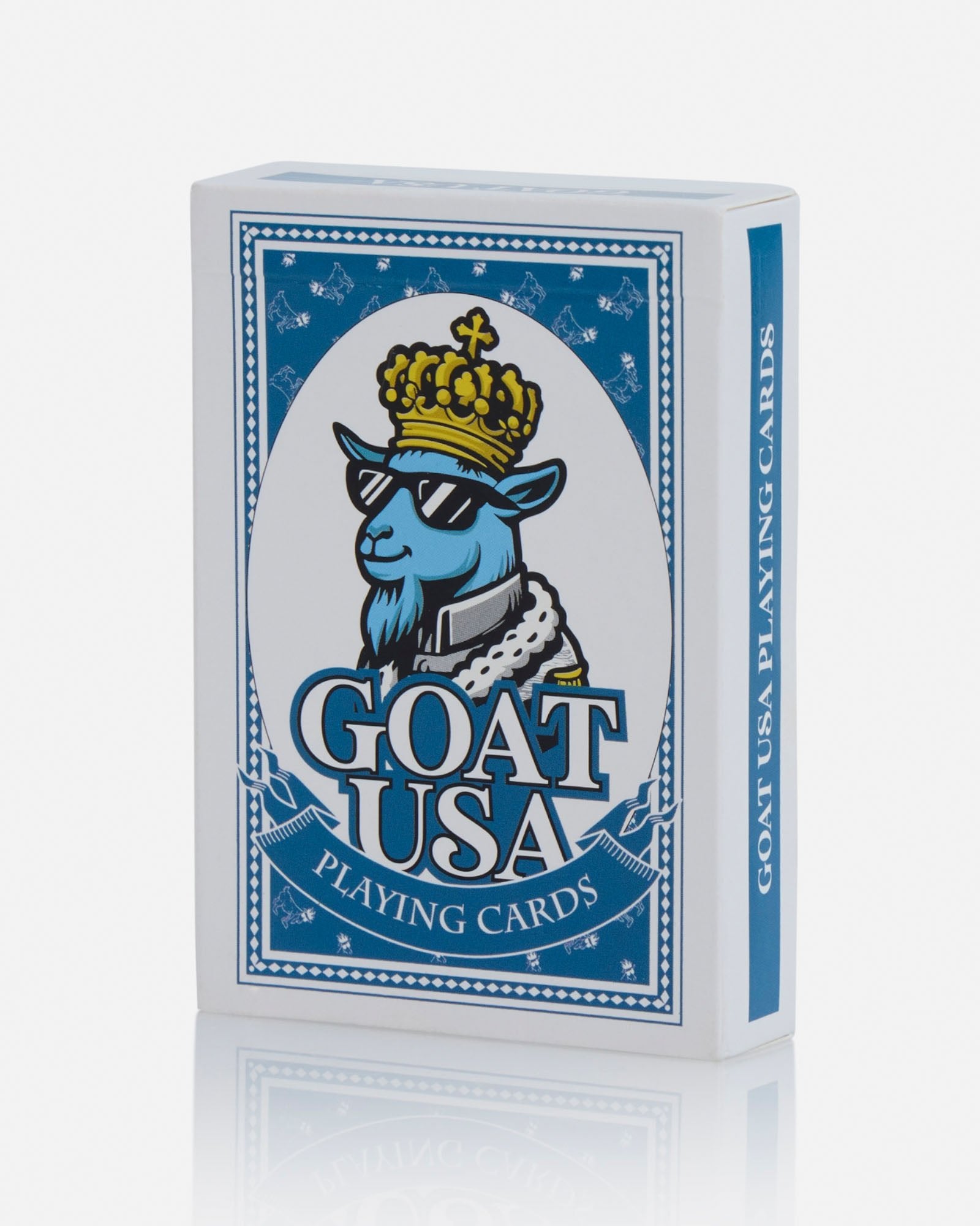 Goat USA playing cards packaging with a blue and white design on a white background#color_blue