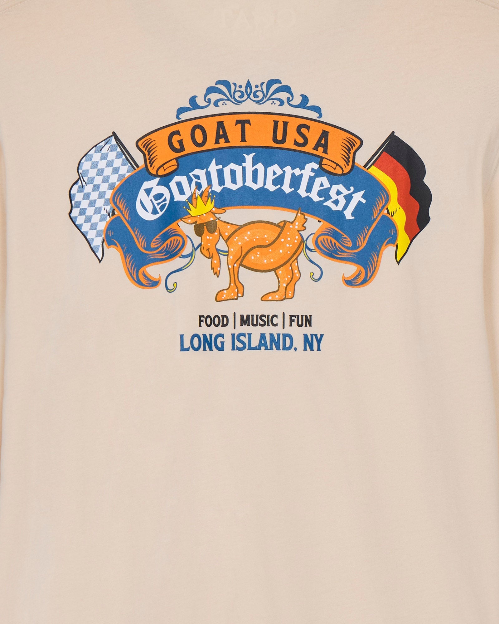 Goat USA Goatoberfest logo on beige fabric
