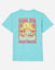 Back of aqua sky t-shirt with hippie GOAT graphic