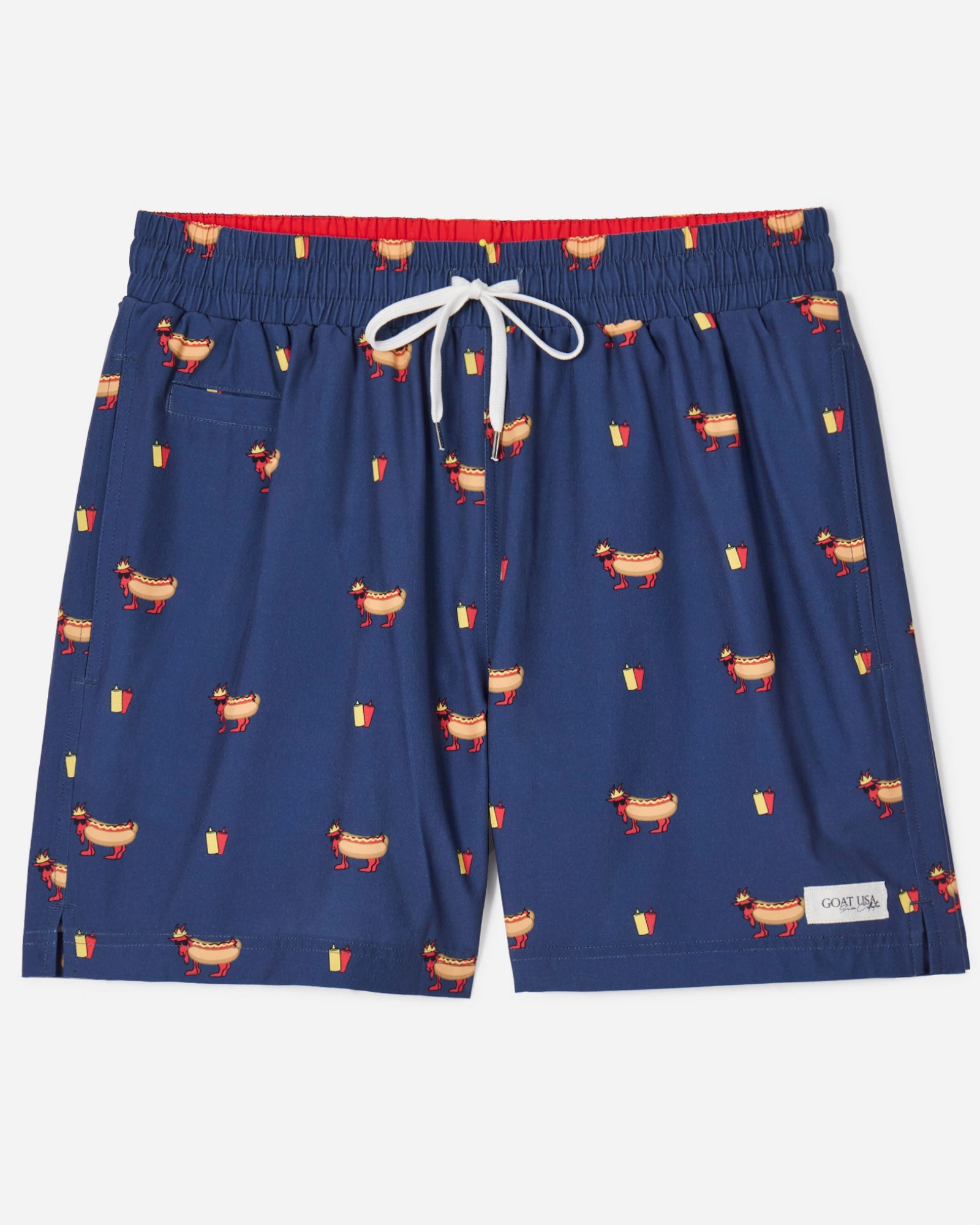 Front of navy hot dog bathing suit