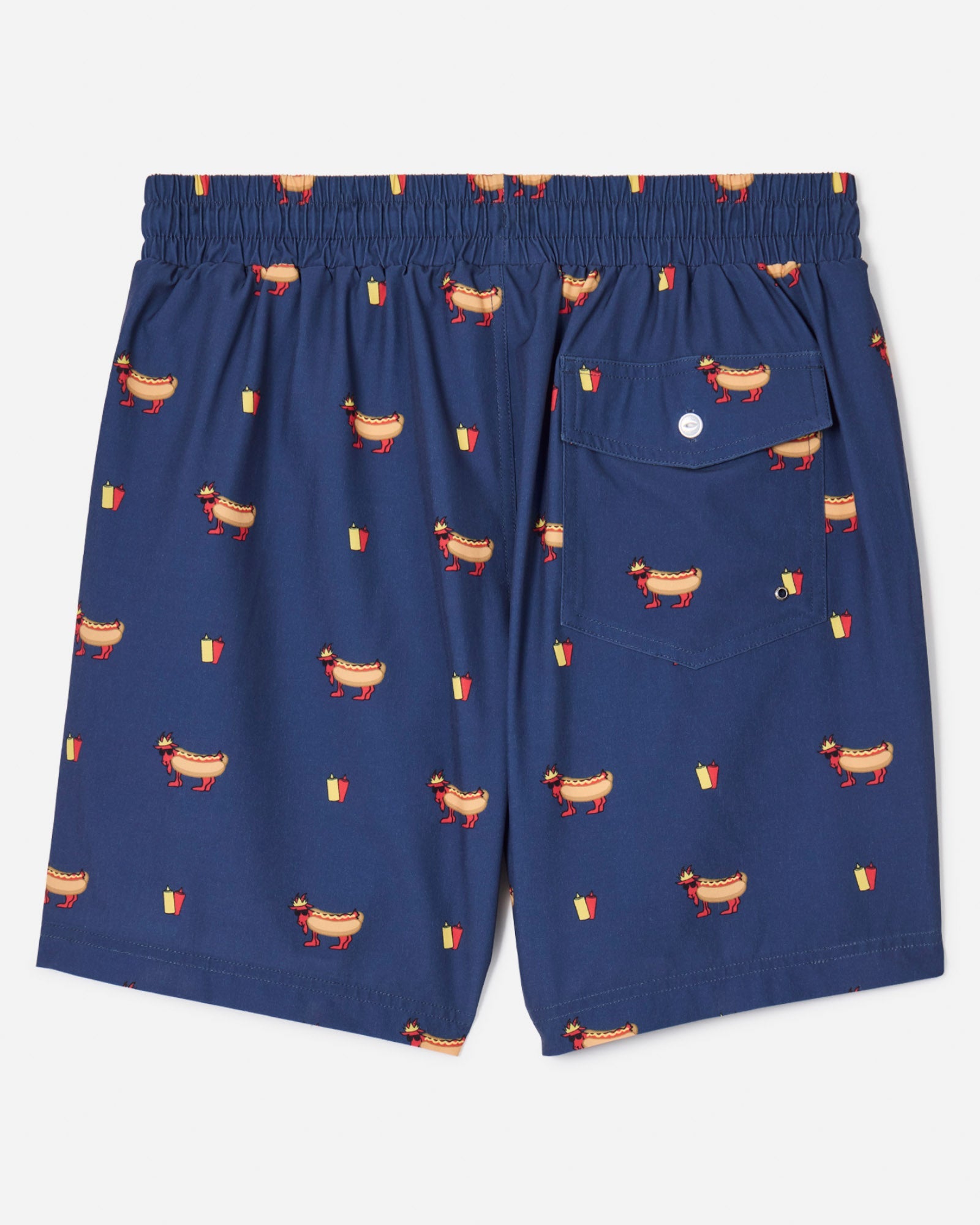 Back of navy hot dog bathing suit