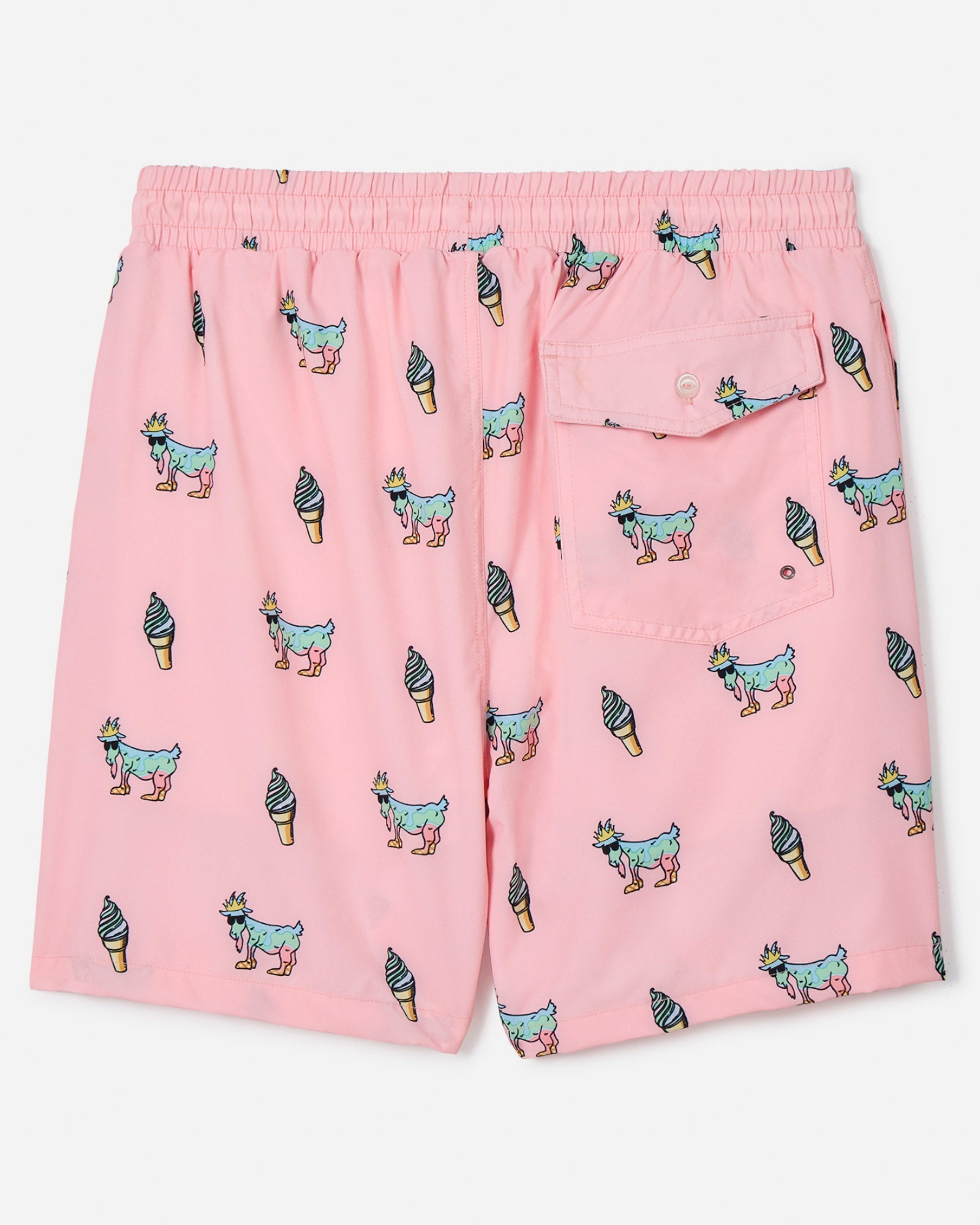 Back of pink bathing suit with ice cream design