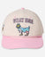 Head-on shot of stone and pink ice cream goat hat