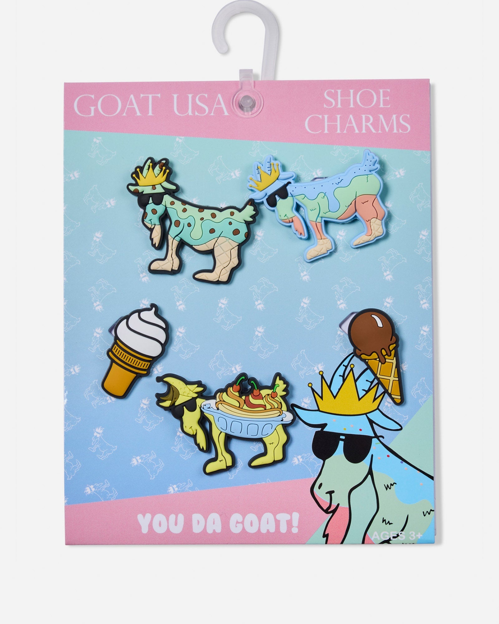 Ice cream themed goat shoe charms in package