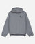 Gray hoodie with a small logo on the chest against a light gray background#color_gray