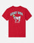 Red t-shirt with 'GOAT USA' graphic on a white background