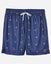 Front of navy mesh shorts with basketball goat print