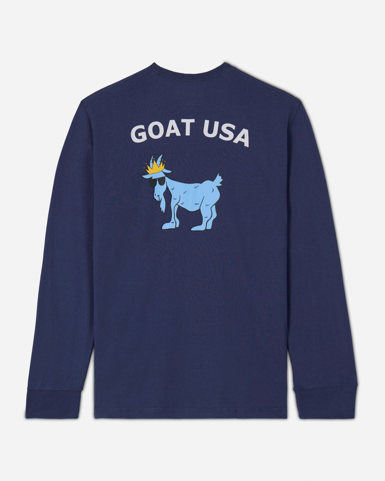 (Back)Navy long sleeve with big goat graphic#color_navy