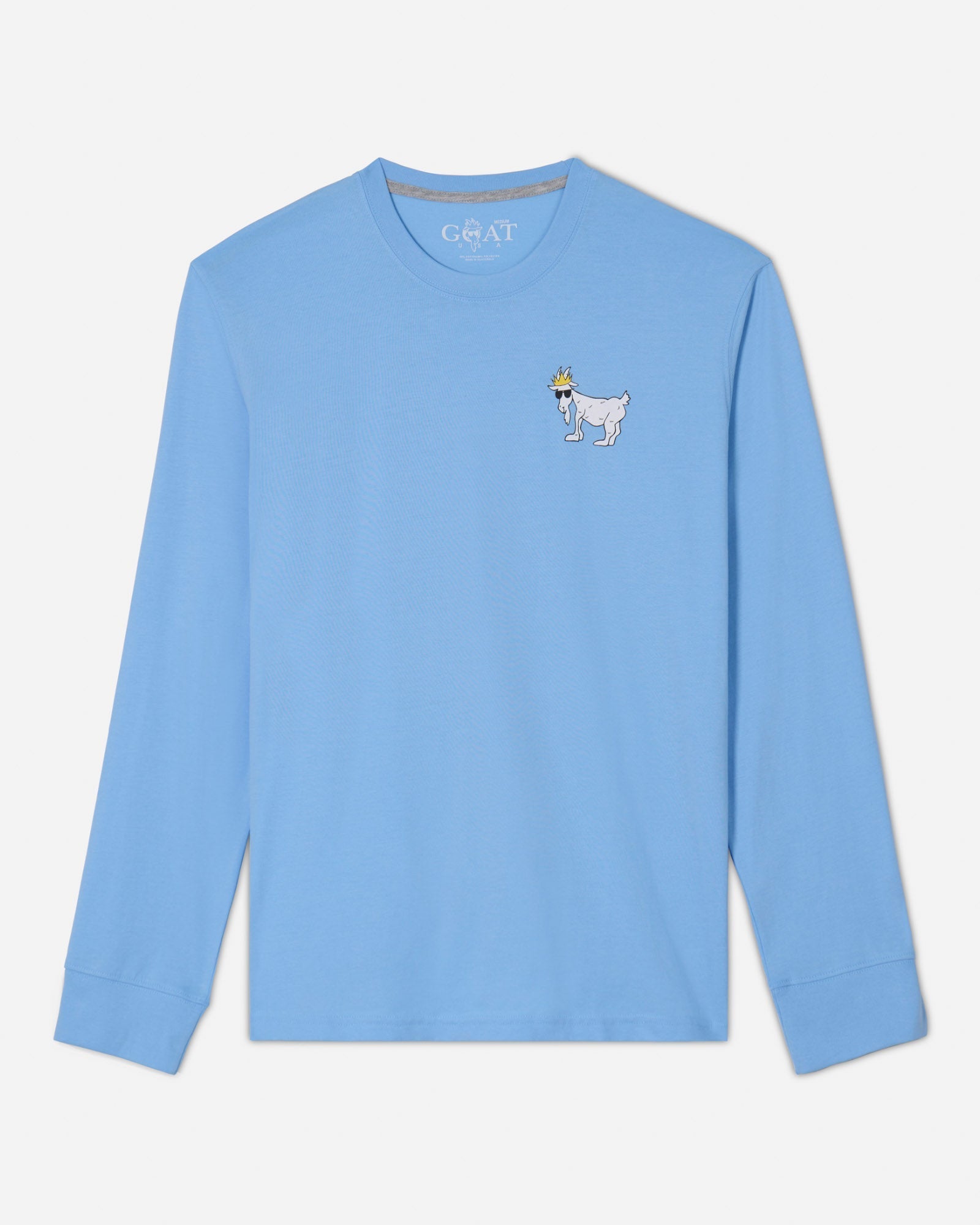 (Front)Carolina Blue long sleeve with white goat logo#color_carolina-blue