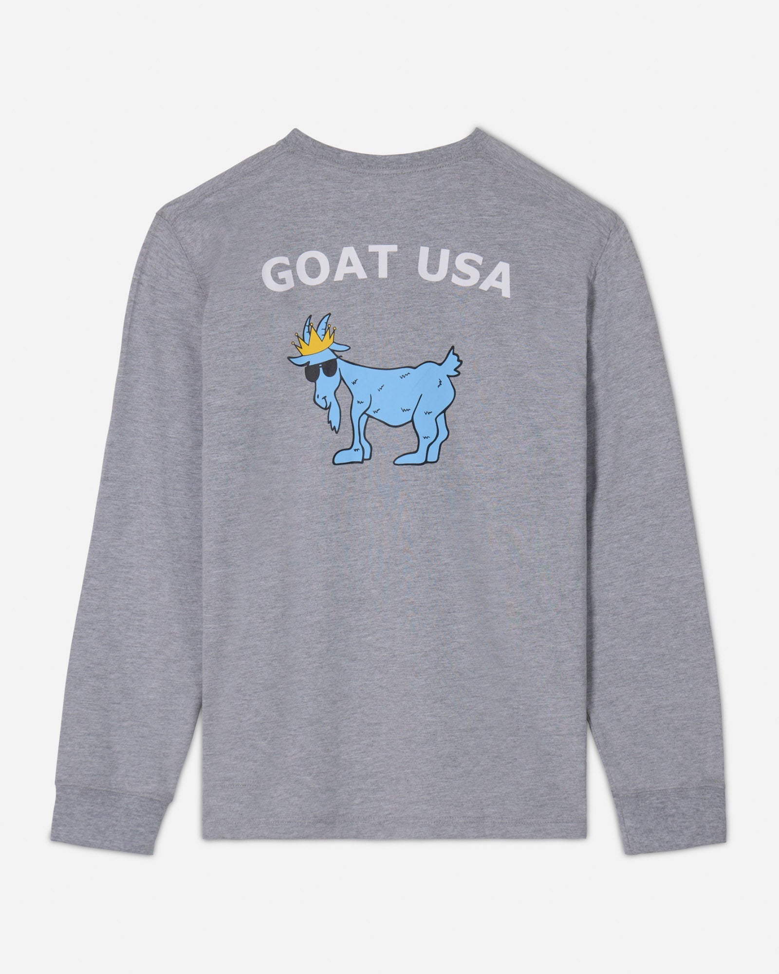 (Back)Gray long sleeve with big goat graphic#color_gray