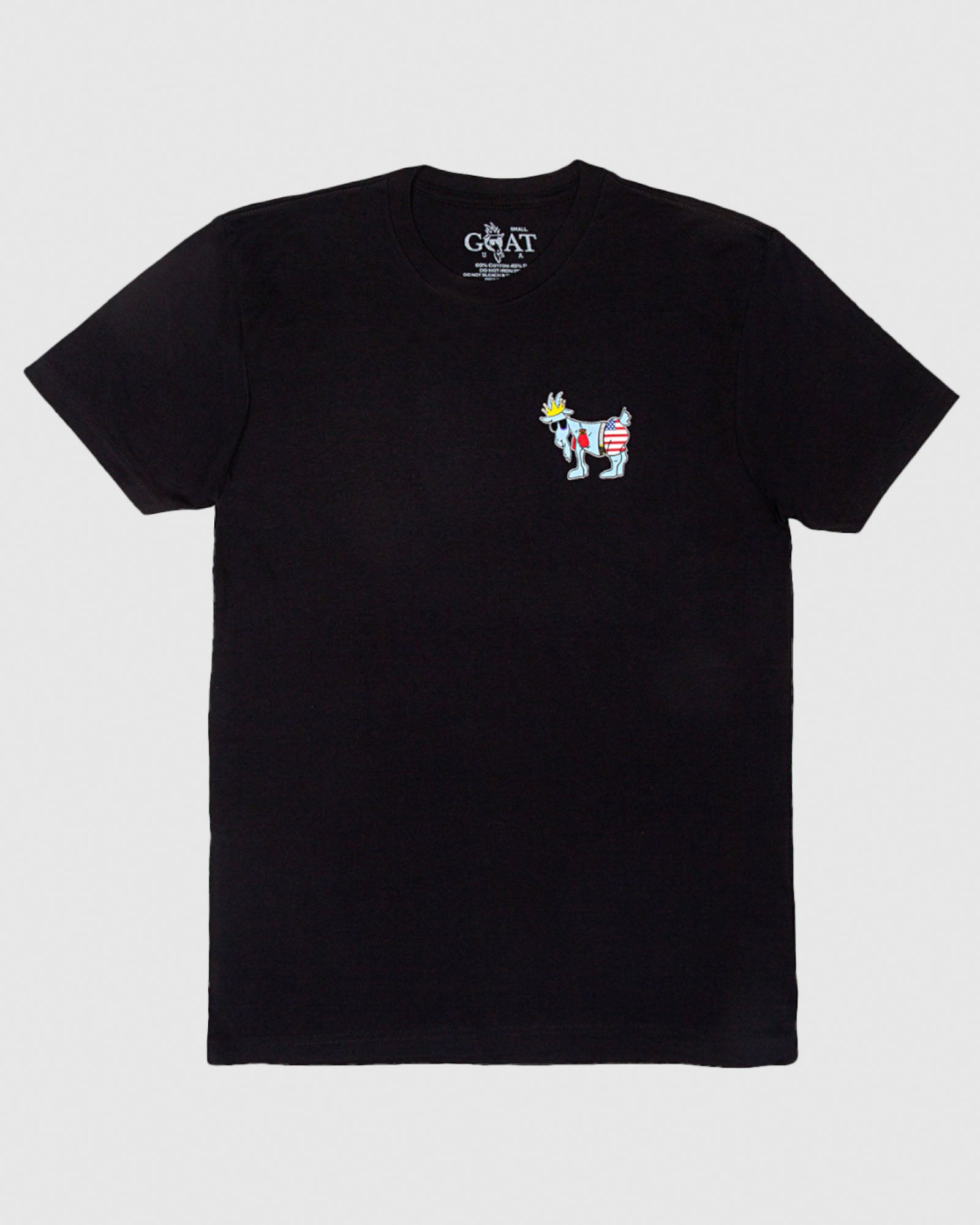 Black t-shirt with boxing goat left chest logo