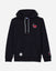 Front of black Pepper Hooded Sweatshirt with Pepper GOAT left-chest logo