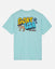 Back of ice blue t-shirt with dog goat graphic