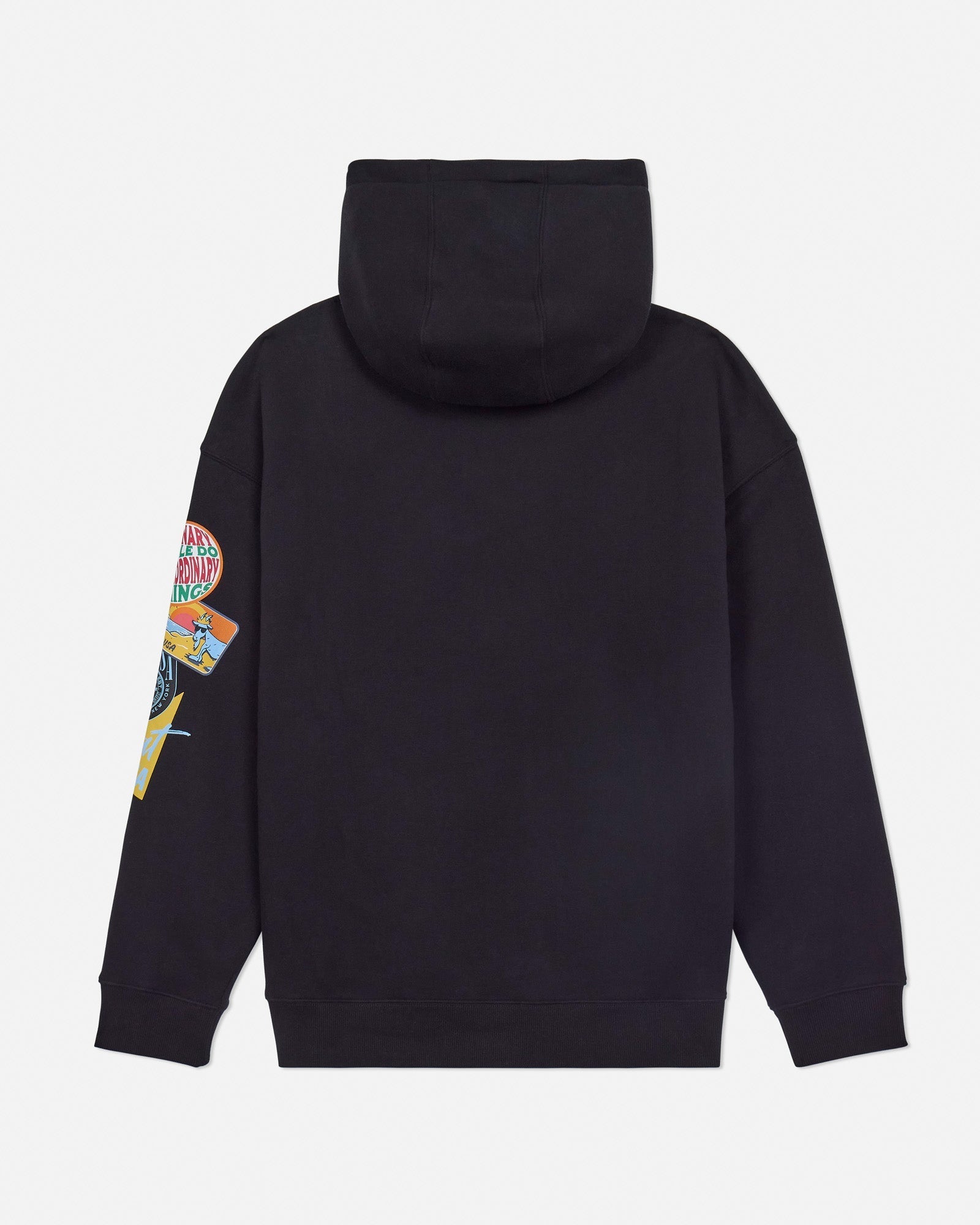 Back of black Encore Hooded Sweatshirt