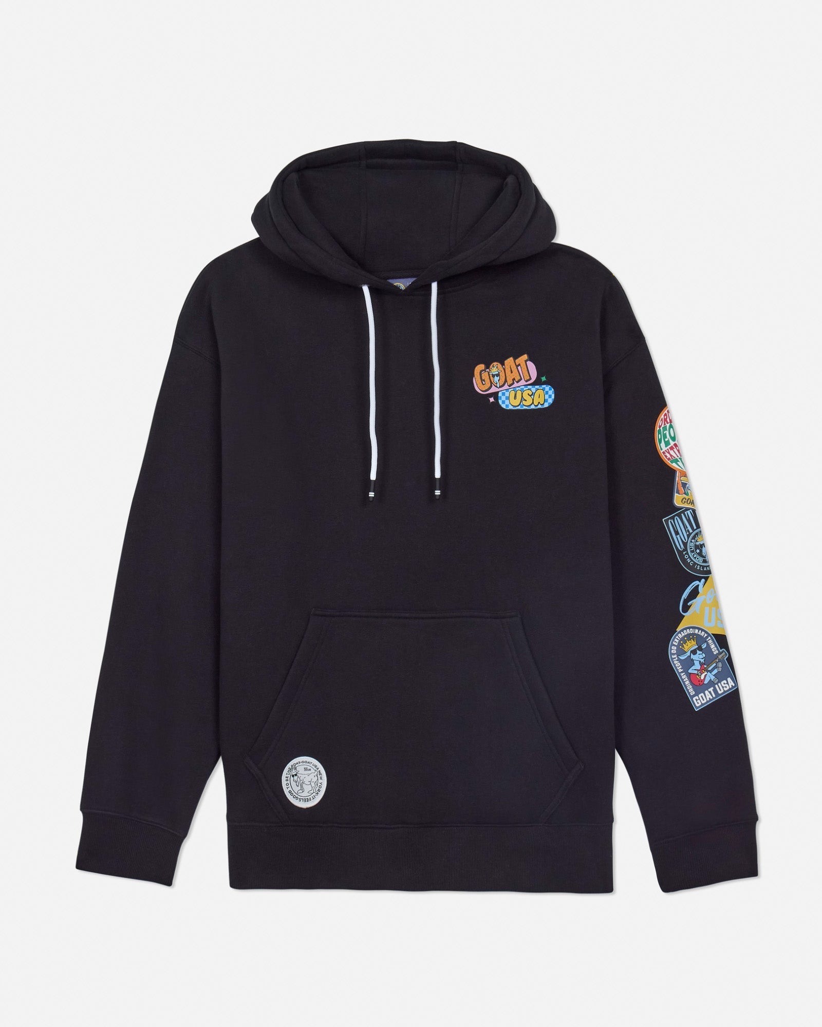 Front of black Encore Hooded Sweatshirt