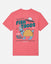 Pink t-shirt with 'Chuck's Fish Tacos' graphic on a white background