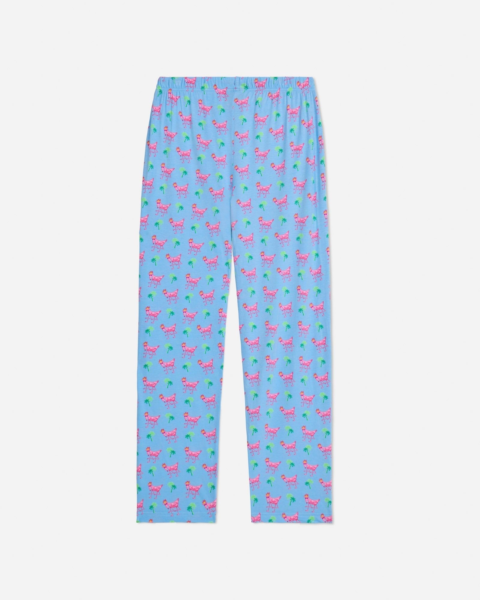Back of carolina blue FlaminGOAT pajama pants