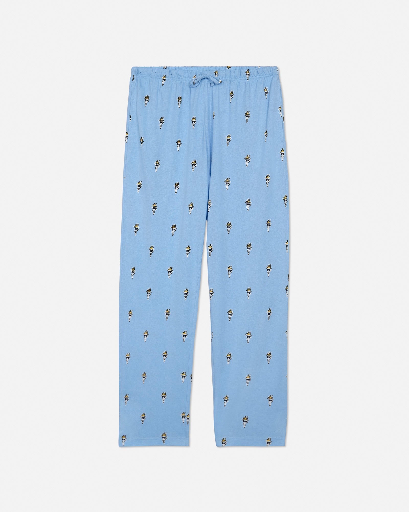 Front of light blue pajama pants with goat head pattern#color_carolina-blue