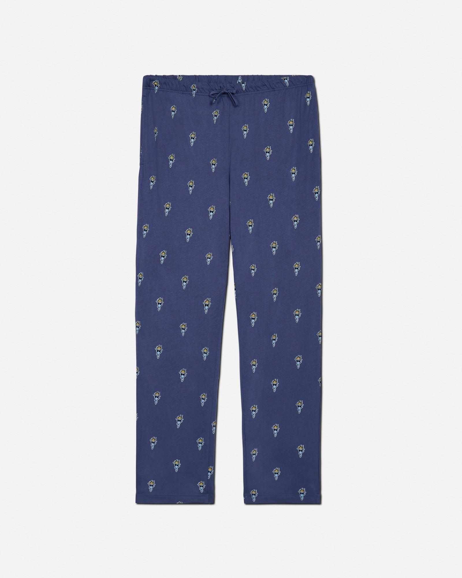 Front of navy pajama pants with goat head pattern#color_navy