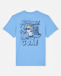 Light blue t-shirt with graphic design on a white background