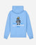 Light blue hoodie with graphic design on the back against a light gray background