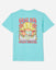 Back of aqua sky t-shirt with hippie GOAT graphic