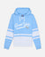 A light blue and white hooded sweatshirt with 'GOAT USA' printed in white script across the chest, featuring a small cow graphic and horizontal white stripes on the sleeves.