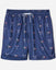 Front of navy mesh shorts with lacrosse goat print