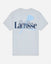 A light heather gray short-sleeve t-shirt with a graphic on the front reading 'Goat USA Lacrosse Club' in navy and light blue, featuring a lacrosse stick design.