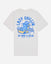 Back of bone t-shirt with goat sitting back and listening to music graphic