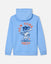 A light blue pullover hoodie shown from the back, featuring a large New York Mets graphic print with a cartoon bat-wielding mascot and orange lettering on a white background.