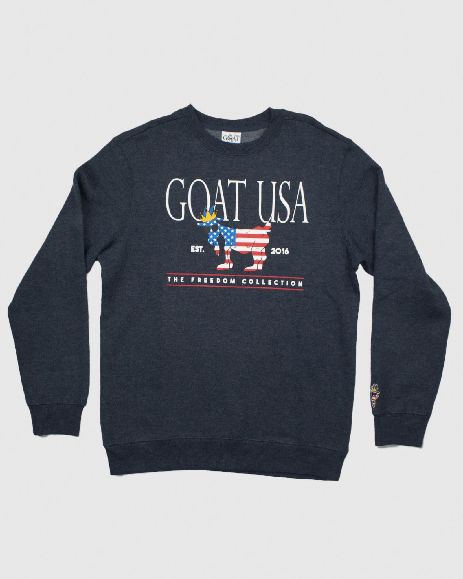 Front of navy Freedom North Tyson Crewneck Sweatshirt#color_navy