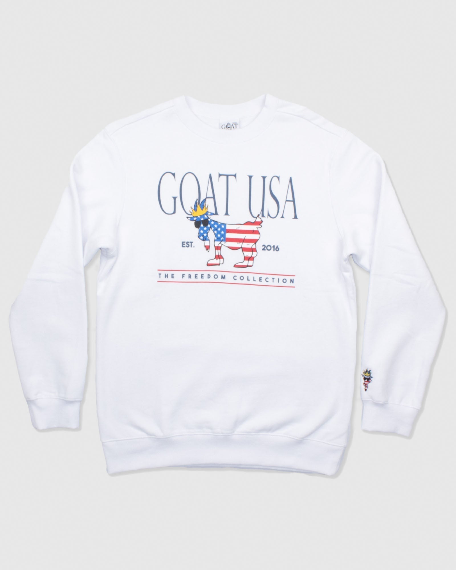 Front of white Freedom North Tyson Crewneck Sweatshirt#color_white