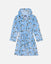 Children's blue robe with goat pattern on a white background
