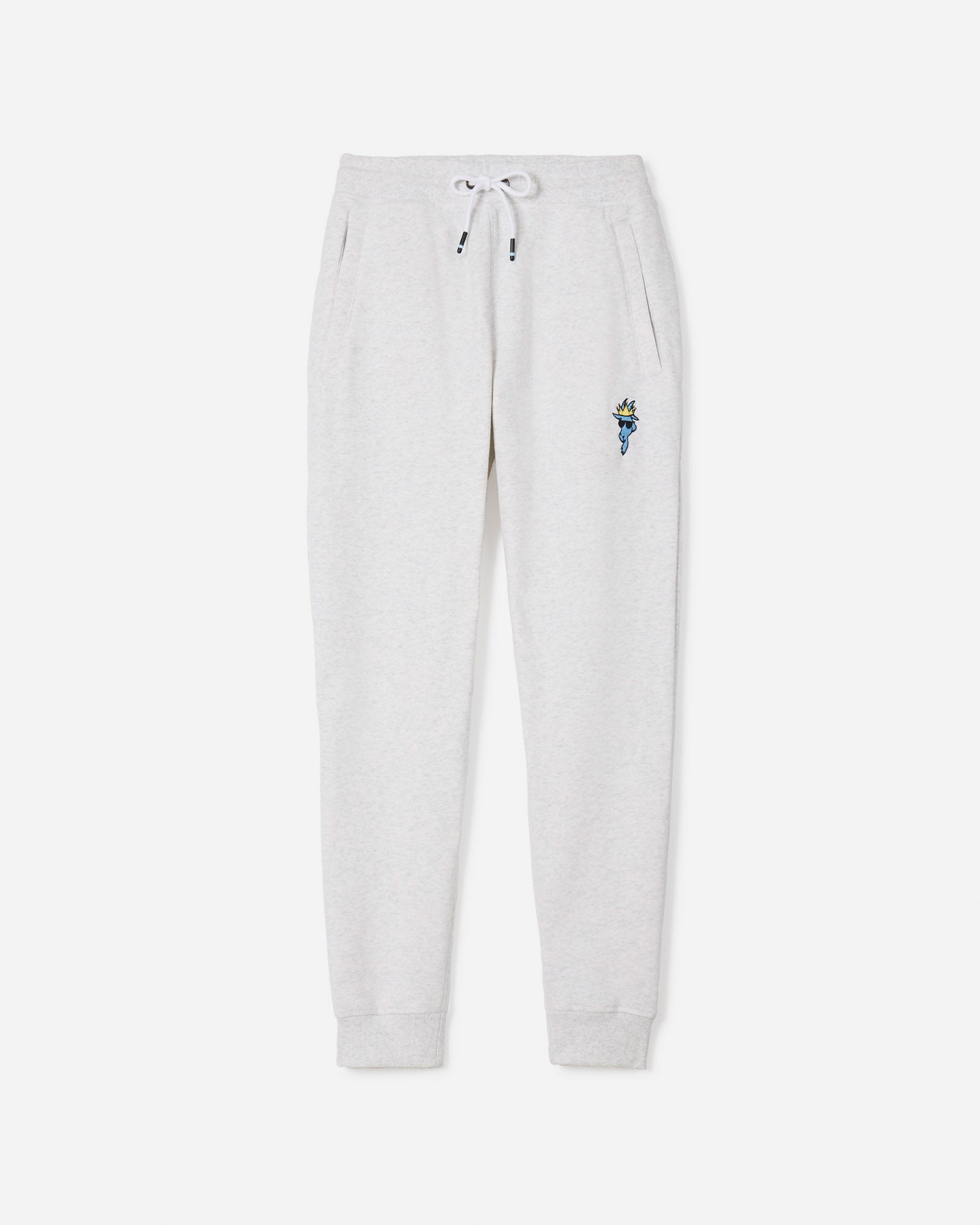 Front of heather white OG Fleece Joggers#color_heather-white