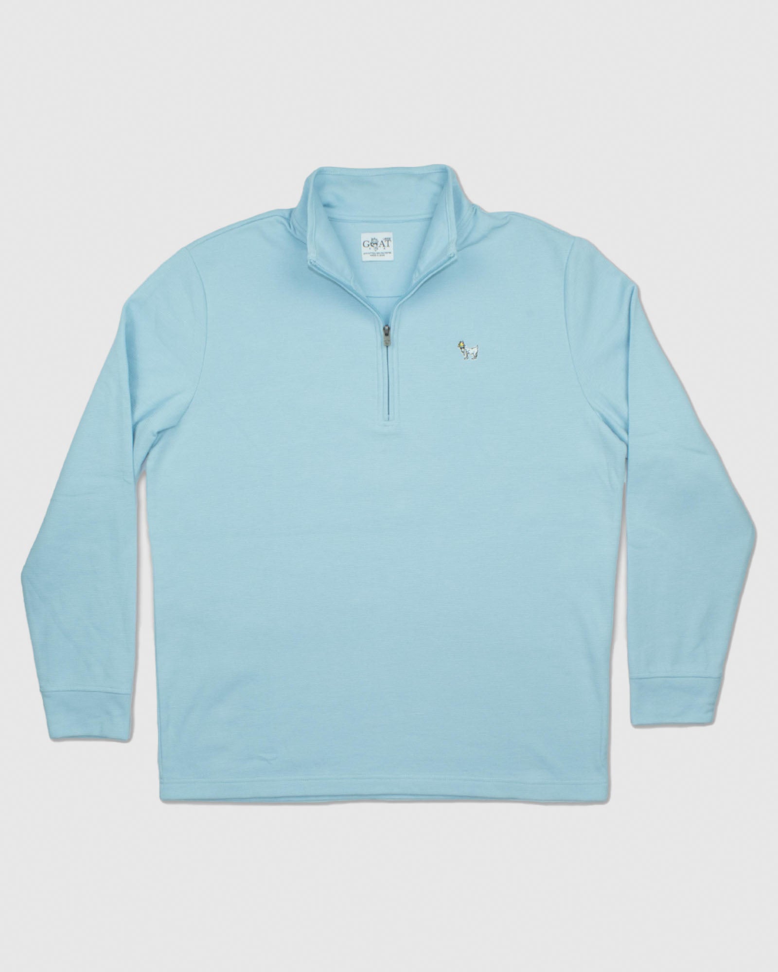 Front of carolina blue OG Roosevelt Men's 1/4 Zip#color_carolina-blue