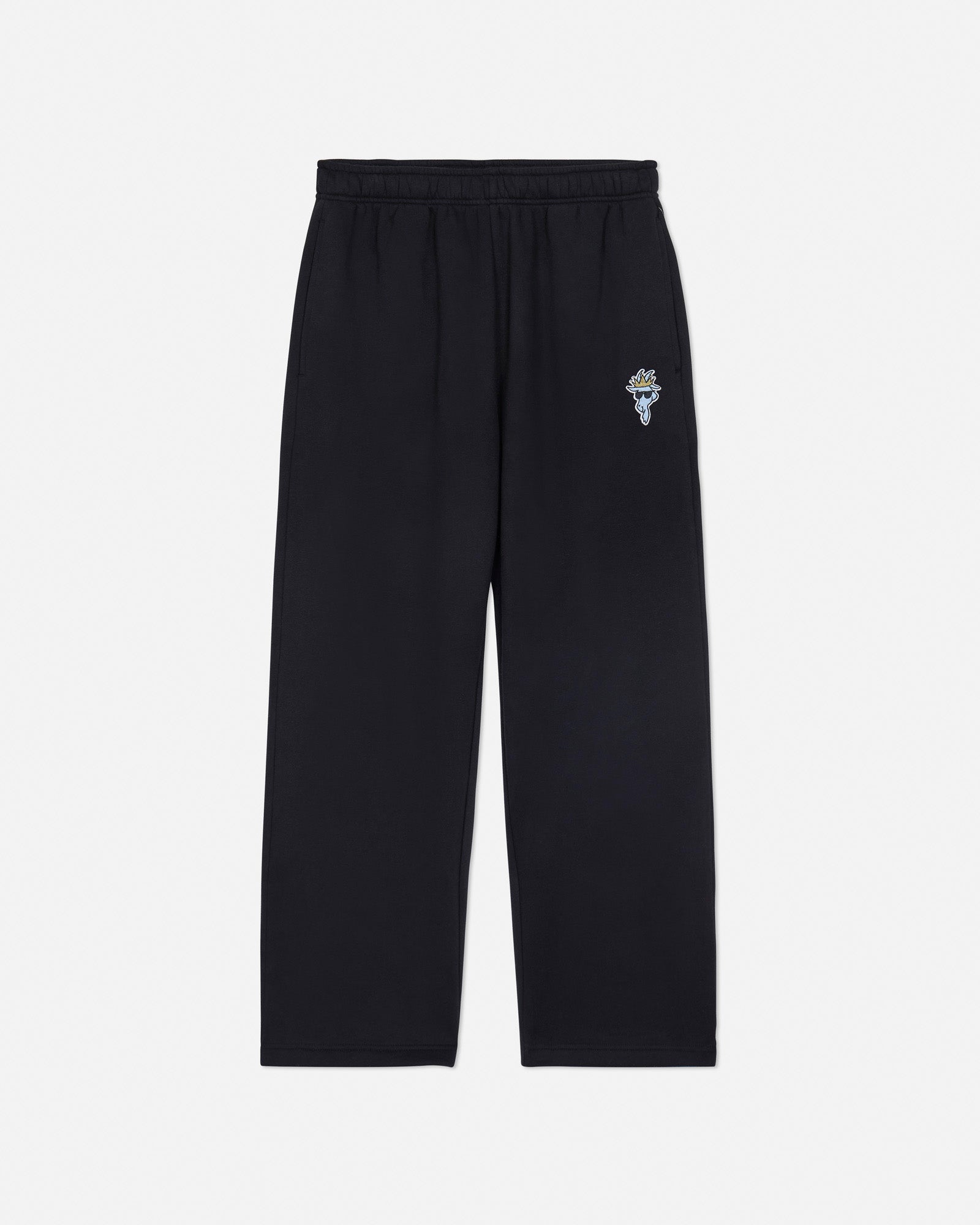Black straight leg sweatpants on a light gray background#color_black