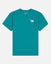 Teal t-shirt with a small graphic on a white background#color_teal-blue
