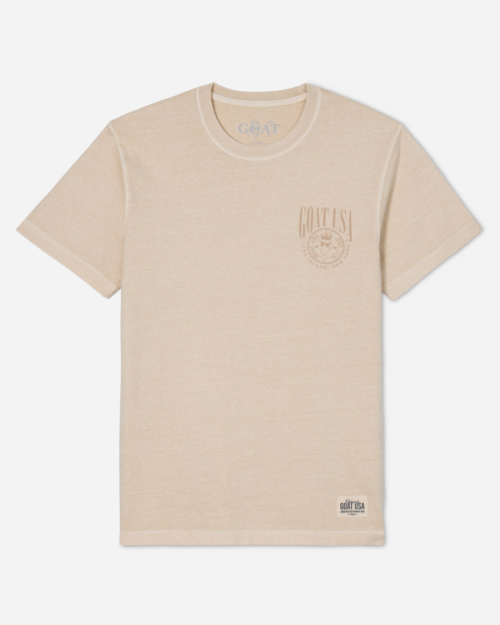 Sandshell t-shirt with alternate GOAT USA logo on left chest#color_oatmeal