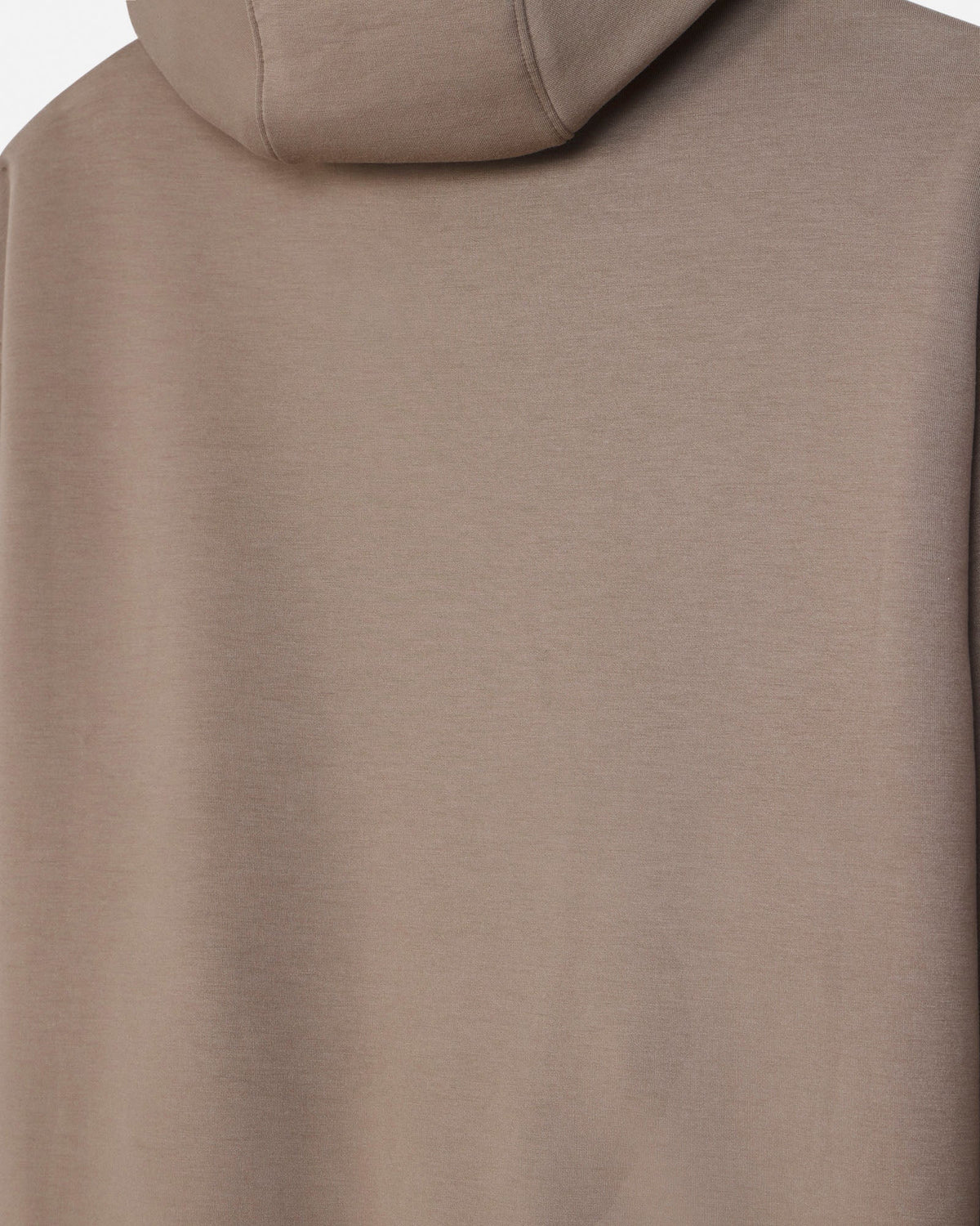 Back of brown hoodie made with athletic material