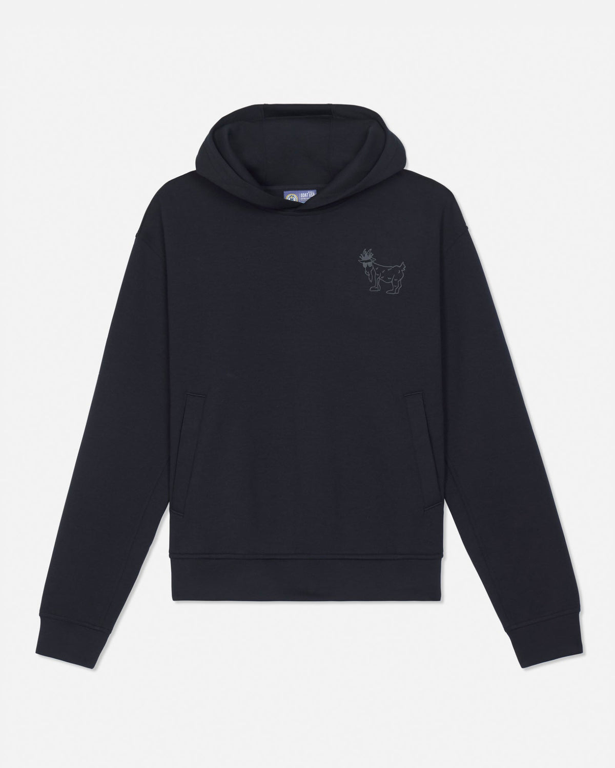 Black hoodie made with athletic material#color_black