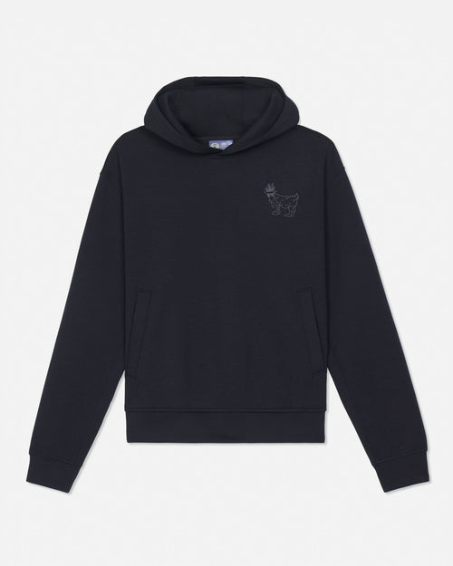 Black hoodie made with athletic material