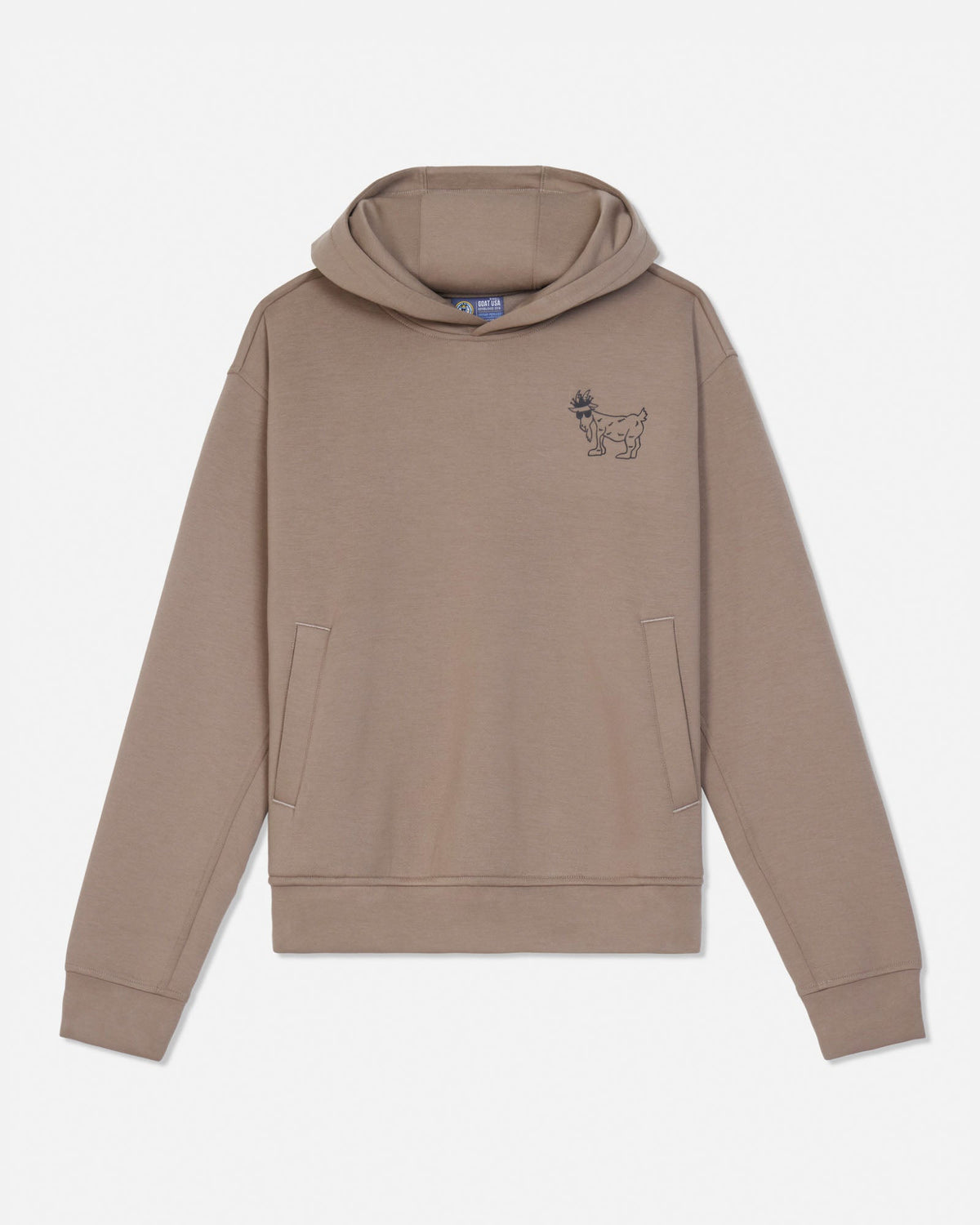 Brown hoodie made with athletic material#color_desert-taupe