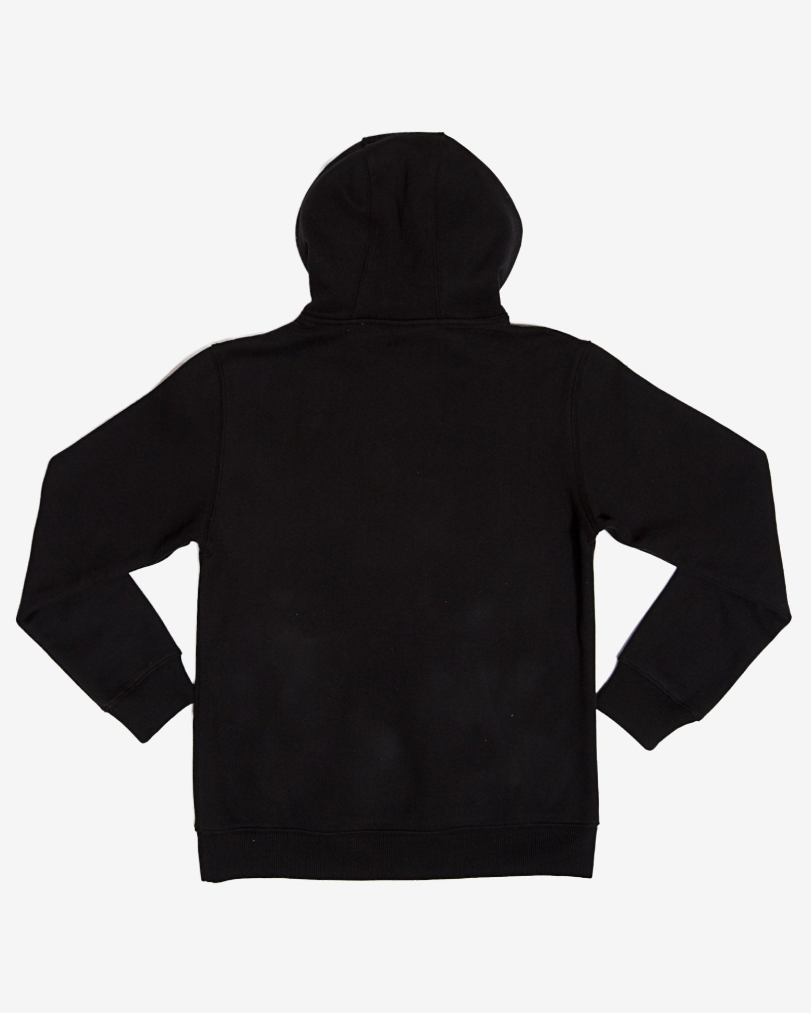 Back of black Pittsburgh patch hooded sweatshirt#color_black