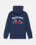 Navy blue hoodie with 'GOAT USA' graphic on the back against a light gray background